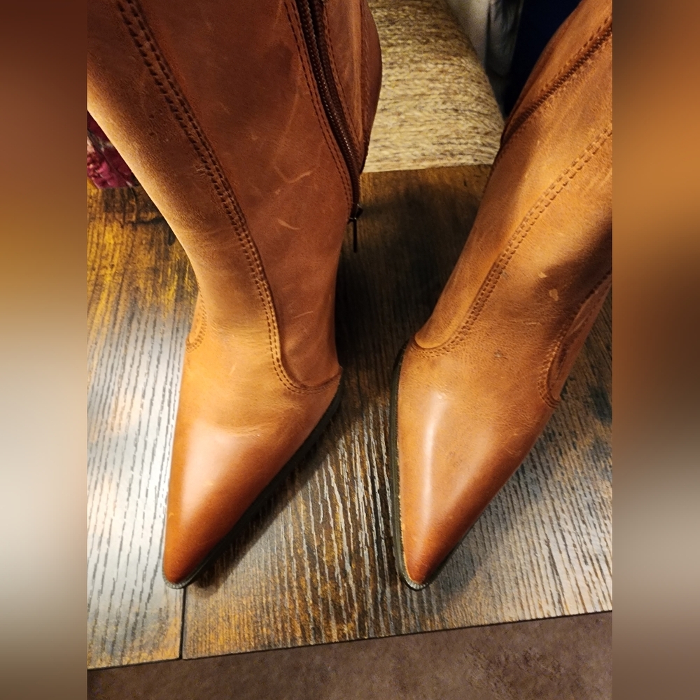 Harley Davidson Ankle Boots Ombre Brown Stilettos Ankle O Ring Buckle Pointed - Picture 12 of 16